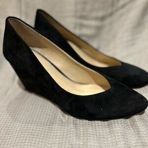 1. STATE "Maeve" black suede wedge shoes pumps sz 7 1/5 M 38